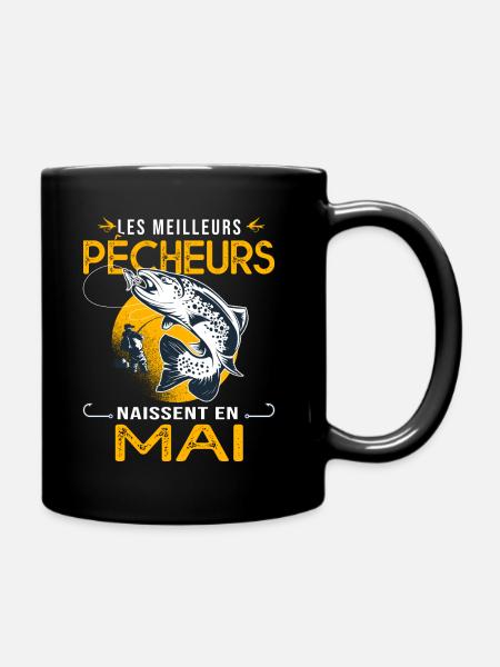 Anniversaire mai pêcheur cadeau t-shirt pêche - Mug uni - noir