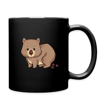 Wombat I Wombats I Tiere die Kacken Portraits - Tasse einfarbig - Schwarz - Rechts