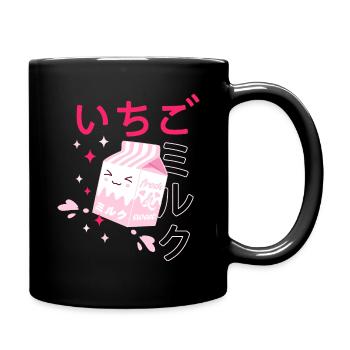 Erdbeermilch, Kawaii, Strawberry Milk - Tasse einfarbig - Schwarz - Rechts
