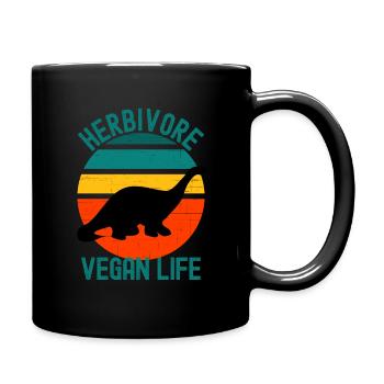 Pflanzenfresser Dinosaurier Vegan Leben Retro - Tasse einfarbig - Schwarz - Rechts