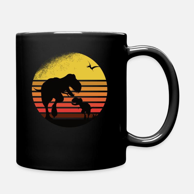Dinosaurier Papa mit Kind Geschenkidee Vatertag - Tasse einfarbig - Schwarz