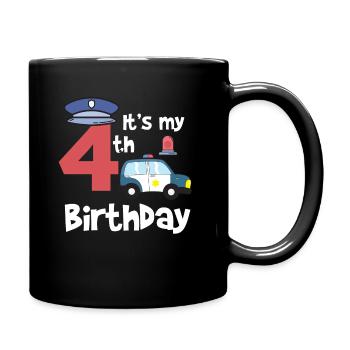 Police 4ème anniversaire année jeune enfant cadeau - Mug uni - noir - Droite