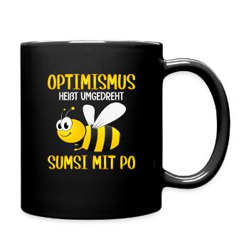 Sumsi mit Po Optimismus Imker Bienen Honig Lustig - Tasse einfarbig - Schwarz - Rechts