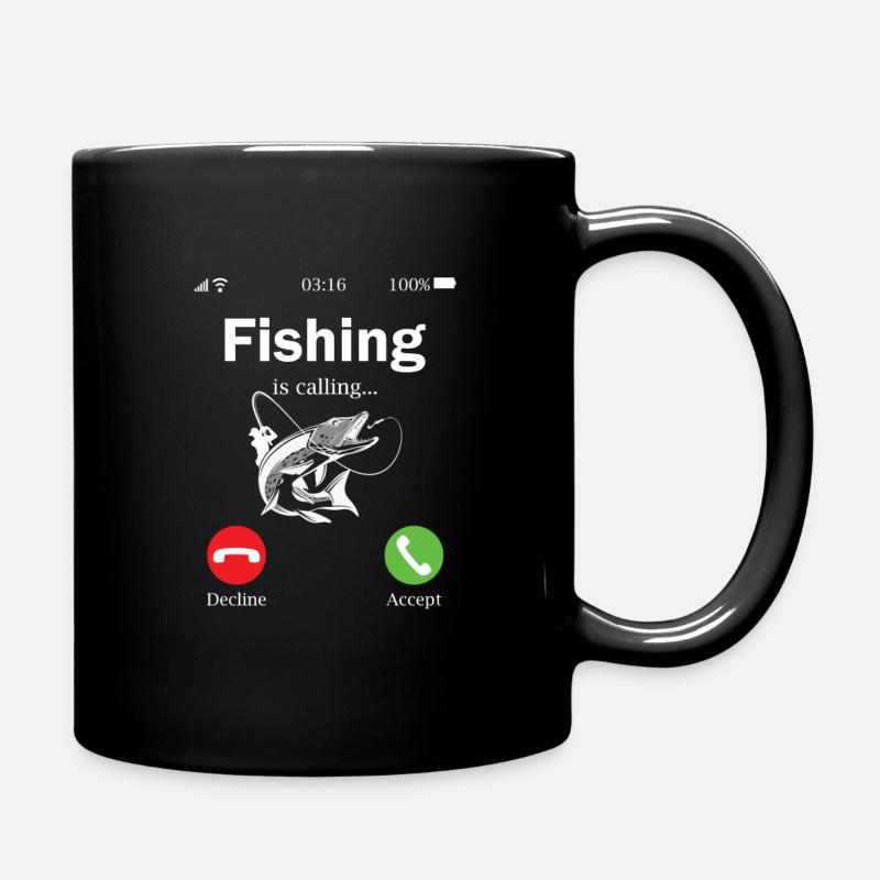 Angeln ist Anruf lustige Handy - Tasse einfarbig - Schwarz