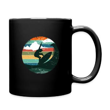 Surfing Surfer Beach Vintage Waves Retro - Full Colour Mug - black - Right