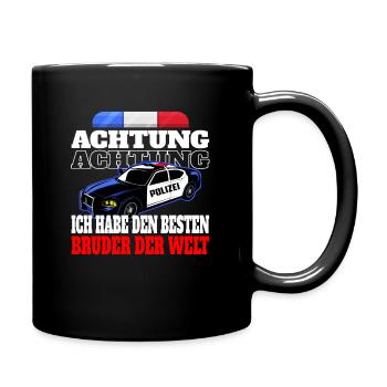 Polizei Bruder Bester Großer kleiner Kind Geschenk - Tasse einfarbig - Schwarz - Rechts