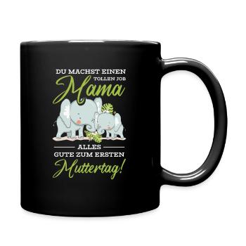Muttertag Mutter Mummy Elefant Spruch Geschenk - Tasse einfarbig - Schwarz - Rechts