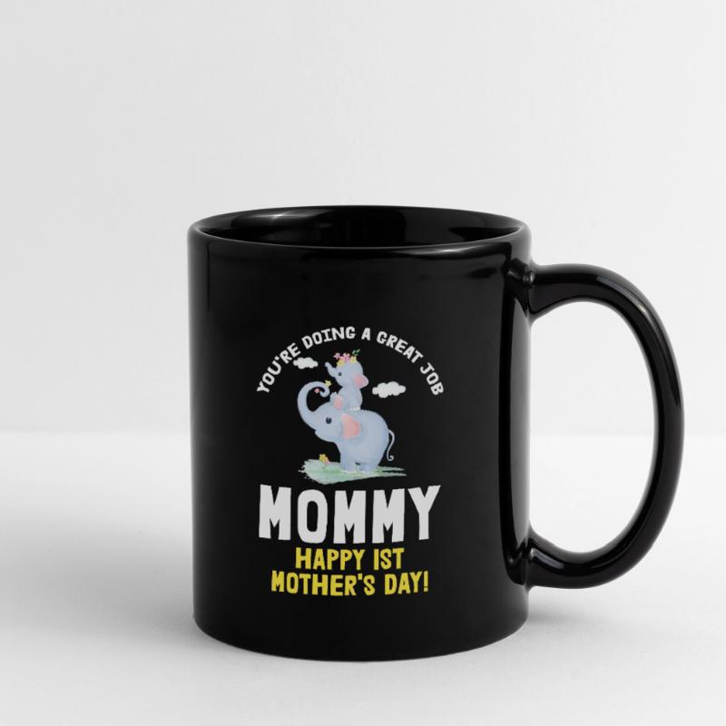 Muttertag Mutter Mummy Erster Elefant Geschenk Tasse einfarbig
