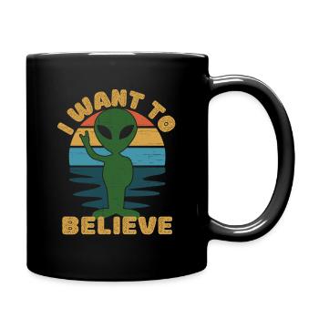 Je veux croire alien soucoupe volante - Mug uni - noir - Droite