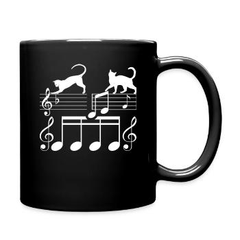Katzen Noten Musiker Musik - Tasse einfarbig - Schwarz - Rechts