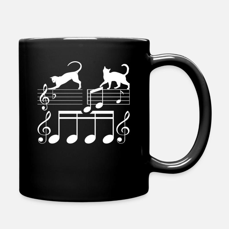 Katzen Noten Musiker Musik - Tasse einfarbig - Schwarz