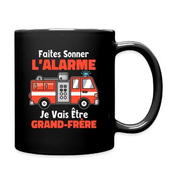 Futur Grand Frère Camion Pompier Cadeau Annonce - Mug uni - noir - Droite