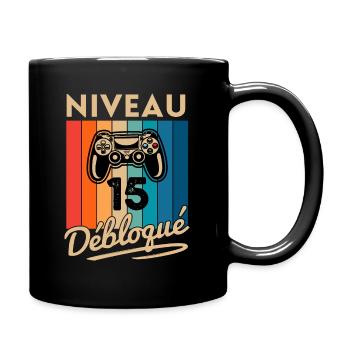Cadeau Garçon 15 ans Anniversaire Gamer Niveau 15 - Mug uni - noir - Droite