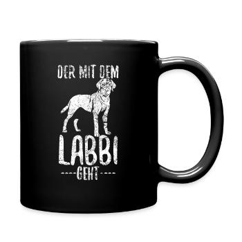 Labrador Labbi Gassi Gehen Papa Vater - Tasse einfarbig - Schwarz - Rechts