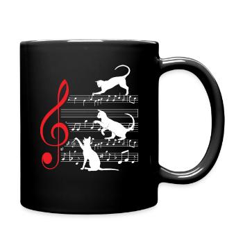 Katze Katzen Noten Musik Musiker - Tasse einfarbig - Schwarz - Rechts