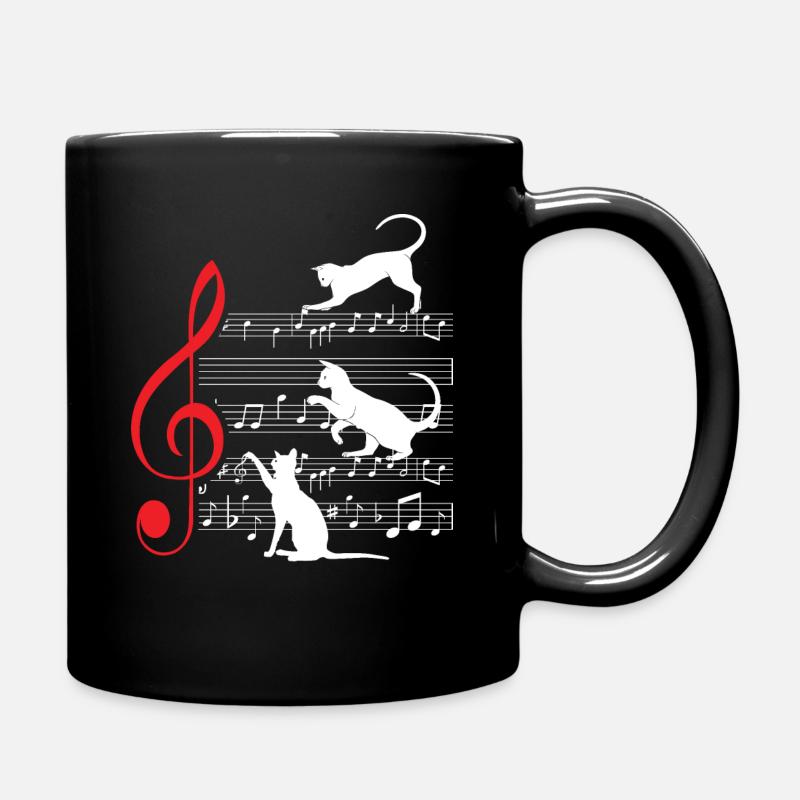 Katze Katzen Noten Musik Musiker - Tasse einfarbig - Schwarz