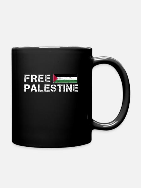 Free Palestine Gaza Flag Arabic - Full Colour Mug - black
