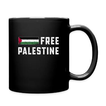 Free Gaza Palestine Flag Arabic distressed - Full Colour Mug - black - Right