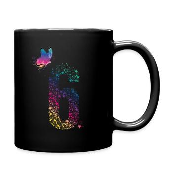 Butterfly - ich bin endlich 6 - Tasse einfarbig - Schwarz - Rechts
