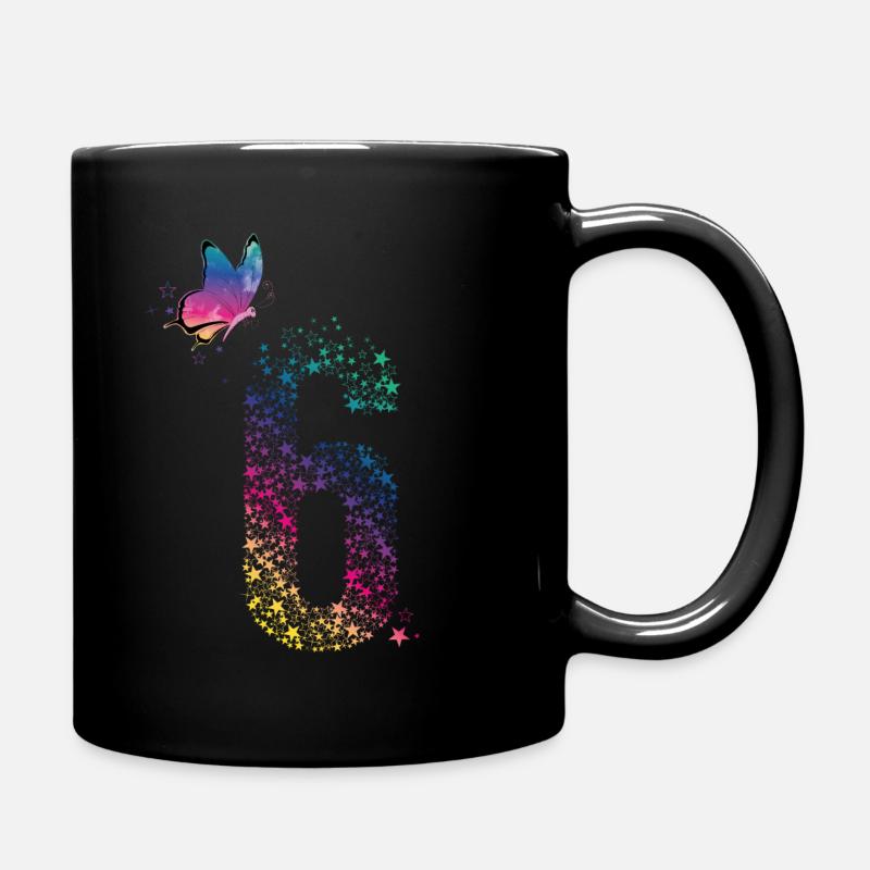 Butterfly - ich bin endlich 6 - Tasse einfarbig - Schwarz