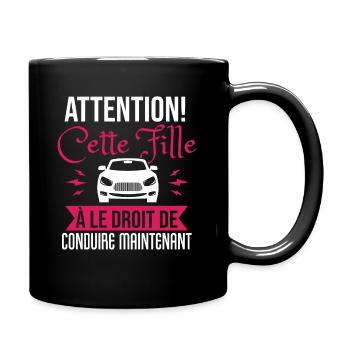 Permis De Conduire Cadeau Fille Humour Conduite - Mug uni - noir - Droite