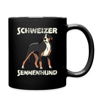 Sennenhund suisse Vintage Retro Tête de chien - Mug uni - noir - Droite