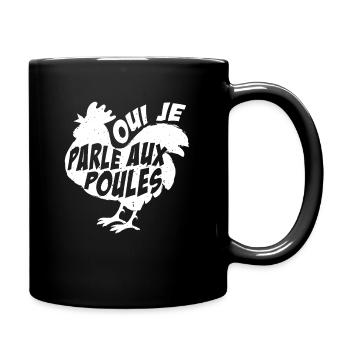 Poule Oui Je Parle Aux Poules Humour Jardinier - Mug uni - noir - Droite