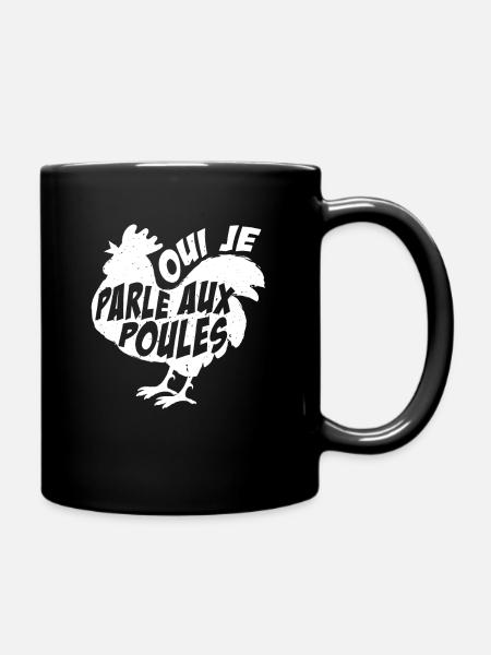 Poule Oui Je Parle Aux Poules Humour Jardinier - Mug uni - noir