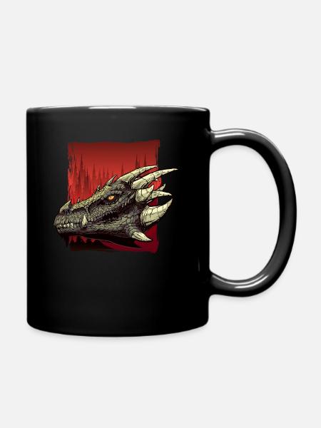 Dragon Mythical Fantasy Creature Fire - Full Colour Mug - black