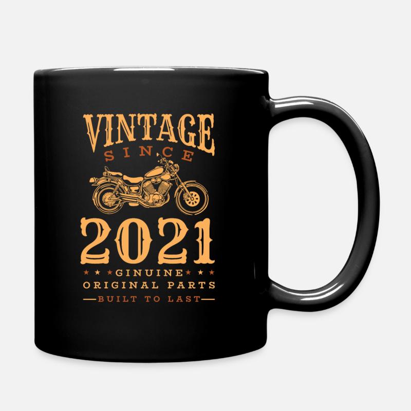 Vintage 2021 21 Anniversaire Retro Moto Cadeau - Mug uni - noir