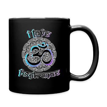 I love Psytrance Om Trance Goa Rave Techno Trippy - Full Colour Mug - black - Right