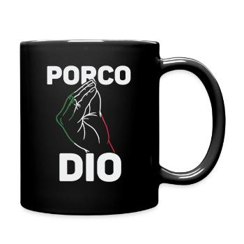 Italian Italy Funny Quotes Porco Dio - Full Colour Mug - black - Right