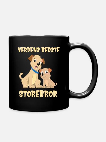 Verdens bedste storebror bror hund dansk - Ensfarvet krus - sort