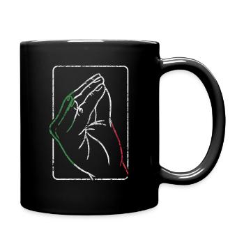 Italy Italian heart flag hand gesture pride - Full Colour Mug - black - Right
