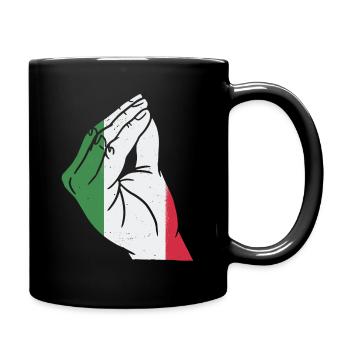 Italy Italian heart flag hand gesture pride - Full Colour Mug - black - Right