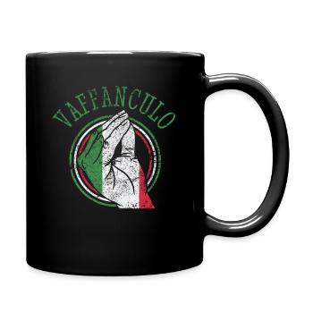 Lustige italienische Italien Vaffanculo Hand Geste - Tasse einfarbig - Schwarz - Rechts