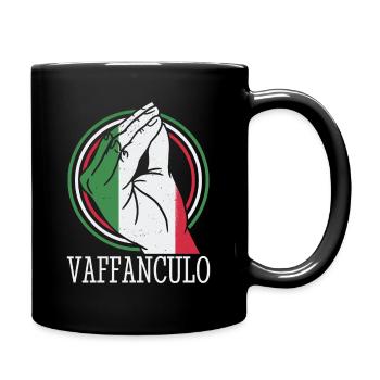 Lustige italienische Italien Vaffanculo Hand Geste - Tasse einfarbig - Schwarz - Rechts