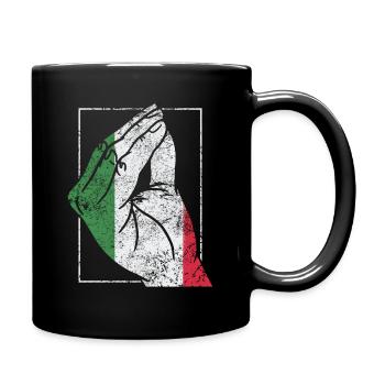 Italien Italienisches Herz Flagge Hand Geste Stolz - Tasse einfarbig - Schwarz - Rechts
