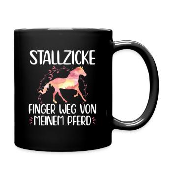 Stallzicke Reiterin Pferdemädchen Pferde Spruch - Tasse einfarbig - Schwarz - Rechts