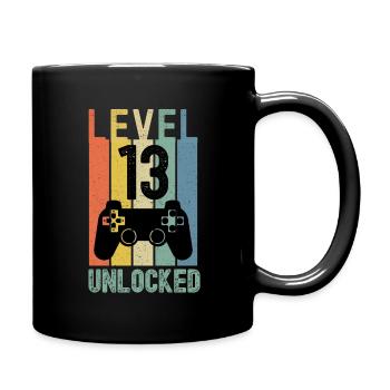 Level 13 Entsperrt lustiges Gaming - Tasse einfarbig - Schwarz - Rechts