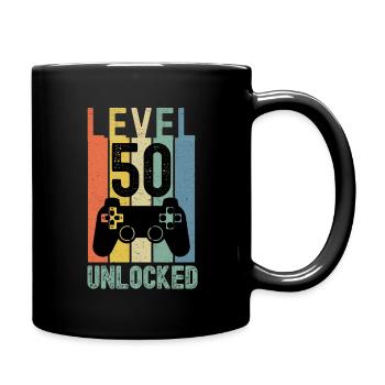 Level 50 Freigeschaltetes lustiges Gaming - Tasse einfarbig - Schwarz - Rechts