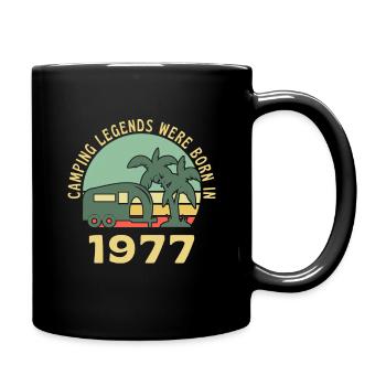 Campinglegenden Geboren 1977 Caravan - Tasse einfarbig - Schwarz - Rechts
