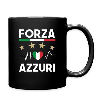 Italien Foot Forza Azzuri Italienische Flagge Fußball - Tasse einfarbig - Schwarz - Rechts