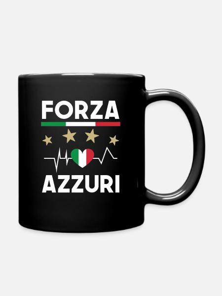 Italie Foot Forza Azzuri Drapeau Italien Football - Mug uni - noir