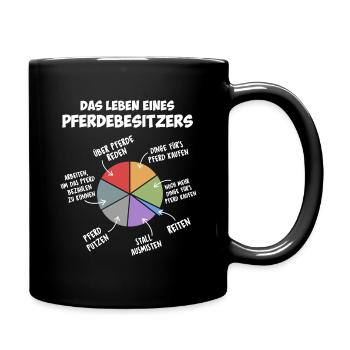 Das Leben eines Pferdebesitzers - Tasse einfarbig - Schwarz - Rechts