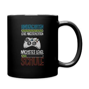 Einschulung Level Schule Schulanfang Geschenk - Tasse einfarbig - Schwarz - Rechts