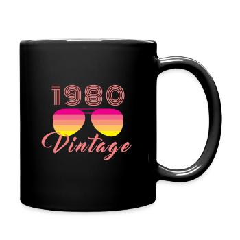 Vintage 1980 Coole Sonnenbrille Retro Pink - Tasse einfarbig - Schwarz - Rechts
