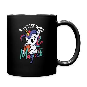 3. Klasse Schule Grundschule Einhorn Geschenk - Tasse einfarbig - Schwarz - Rechts