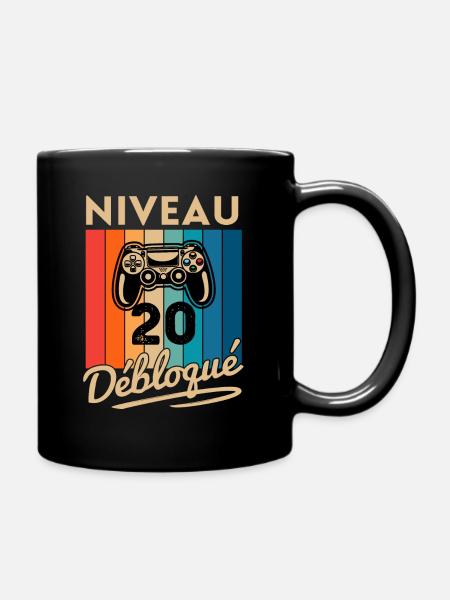 Cadeau Homme 20 ans Anniversaire Gamer Niveau 20 - Mug uni - noir