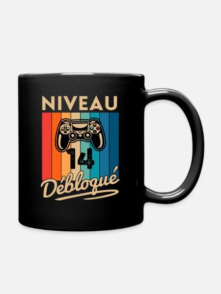 Cadeau Garçon 14 ans Anniversaire Gamer Niveau 14 - Mug uni - noir